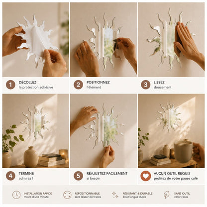 Guide de pose des stickers muraux Éclat Céleste en cinq étapes simples