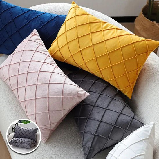 housse coussin velours geometrique 4 couleurs