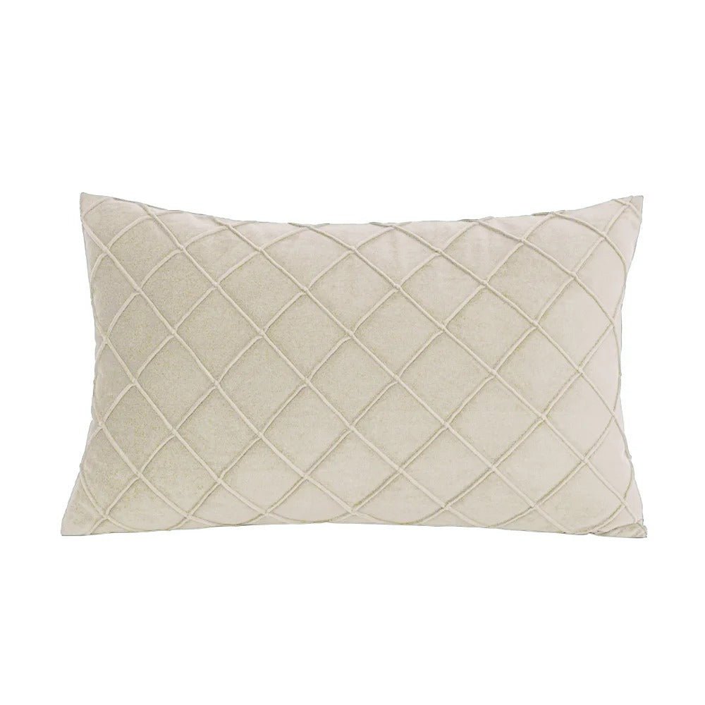housse coussin velours geometrique beige