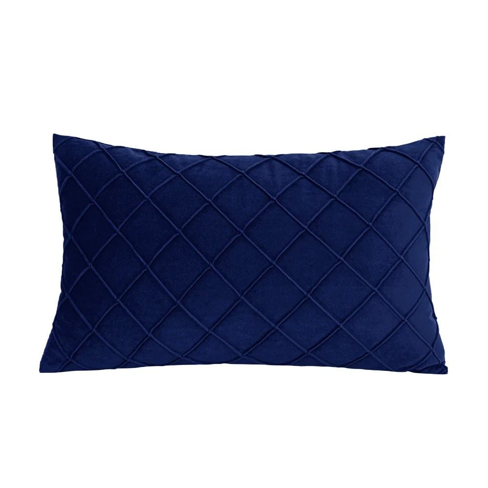 housse coussin velours geometrique bleu