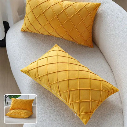 housse coussin velours geometrique duo or