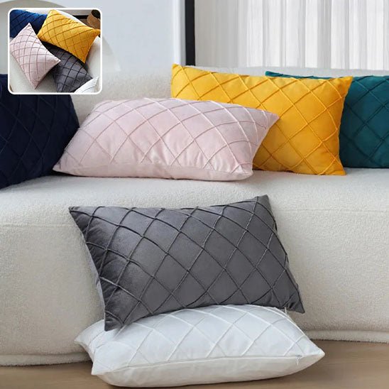 housse coussin velours geometrique multicouleur sol