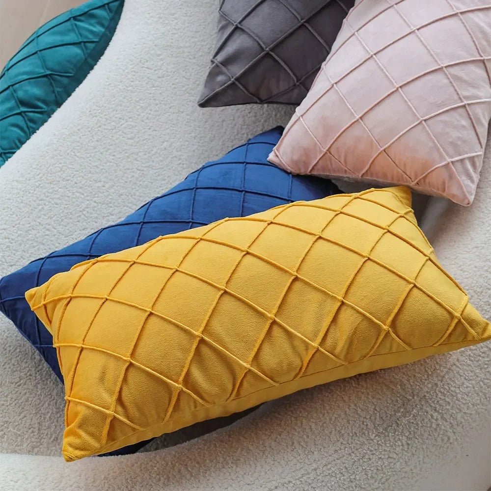 housse coussin velours geometrique multicouleur