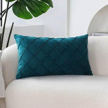 housse coussin velours geometrique turquoise canapé