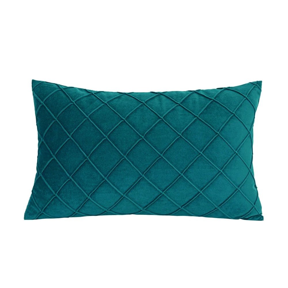 housse coussin velours geometrique turquoise