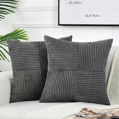 Housses de coussin Velours Côtelé Patchwork gris foncé