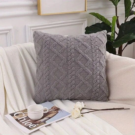 housses de coussins gris cafe et magazine
