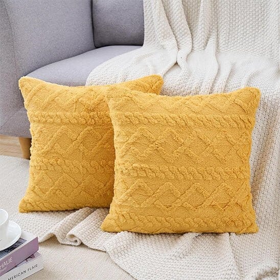 housses de coussins jaune sur canape