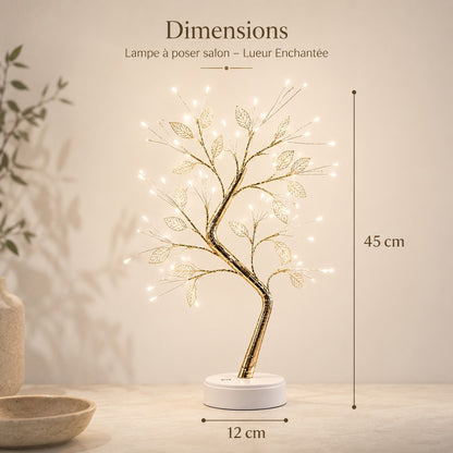 Dimensions de la lampe à poser salon Lueur Enchantée : 45 cm de hauteur et 12 cm de largeur